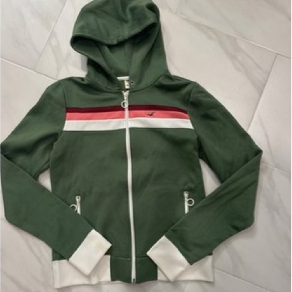 Hollister Kids Hoodie in Green with White and Red Accents